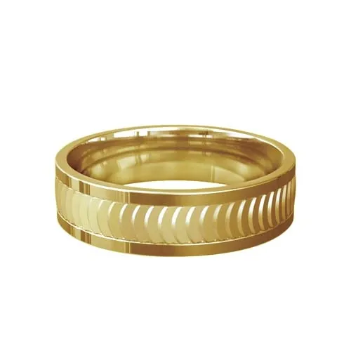 Patterned Designer Yellow Gold Wedding Ring - Lusso